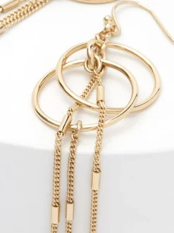 Tonalité d'or - Pendants d'oreilles chaîne et cercle