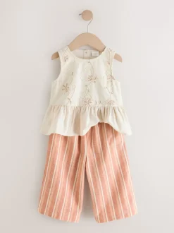 Tons neutres brodés - Ensemble Chemisiers et Pantalons (3mths-8yrs)