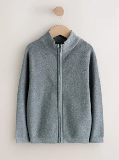 Torsadé gris anthracite - Cardigan zippé en tricot (3-16ans)