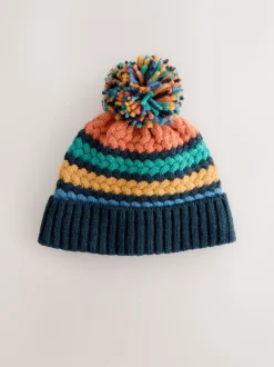 Torsade brillante cousue - Chapeau en maille bébé avec pompon (0mois-2ans)