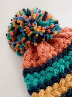 Torsade brillante cousue - Chapeau en maille bébé avec pompon (0mois-2ans)