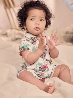 Tracteur écru à col imprimé - Barboteuse Kidston 100% Cotton Cath