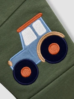 Tracteur vert kaki - Lot de 2pantalons de jogging JoJo Maman Bébé à motif appliqué genou et uni