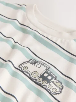 Train bleu/écru - T-shirt Rayure Manches courtes (3mois-7ans) (3mois-7ans)