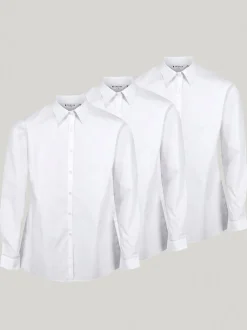 Trutex Blanc Coupe ajustée Manches longues 3 Lot School Chemises