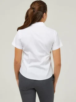 Trutex Blanc Cuban Collar Coupe ajustée Manches courtes  2 Pack School Chemises