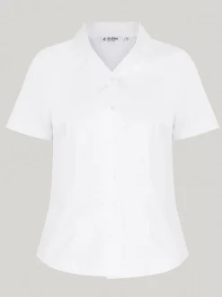 Trutex Blanc Cuban Collar Coupe ajustée Manches courtes  2 Pack School Chemises