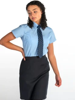 Trutex Bleu Coupe ajustée Manches courtes  2 Pack Chemises d'école