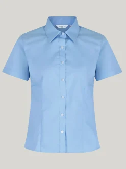 Trutex Bleu Coupe ajustée Manches courtes  2 Pack Chemises d'école