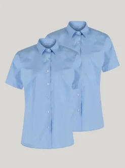Trutex Bleu Regular Fit Manches courtes  2 Pack School Shirts