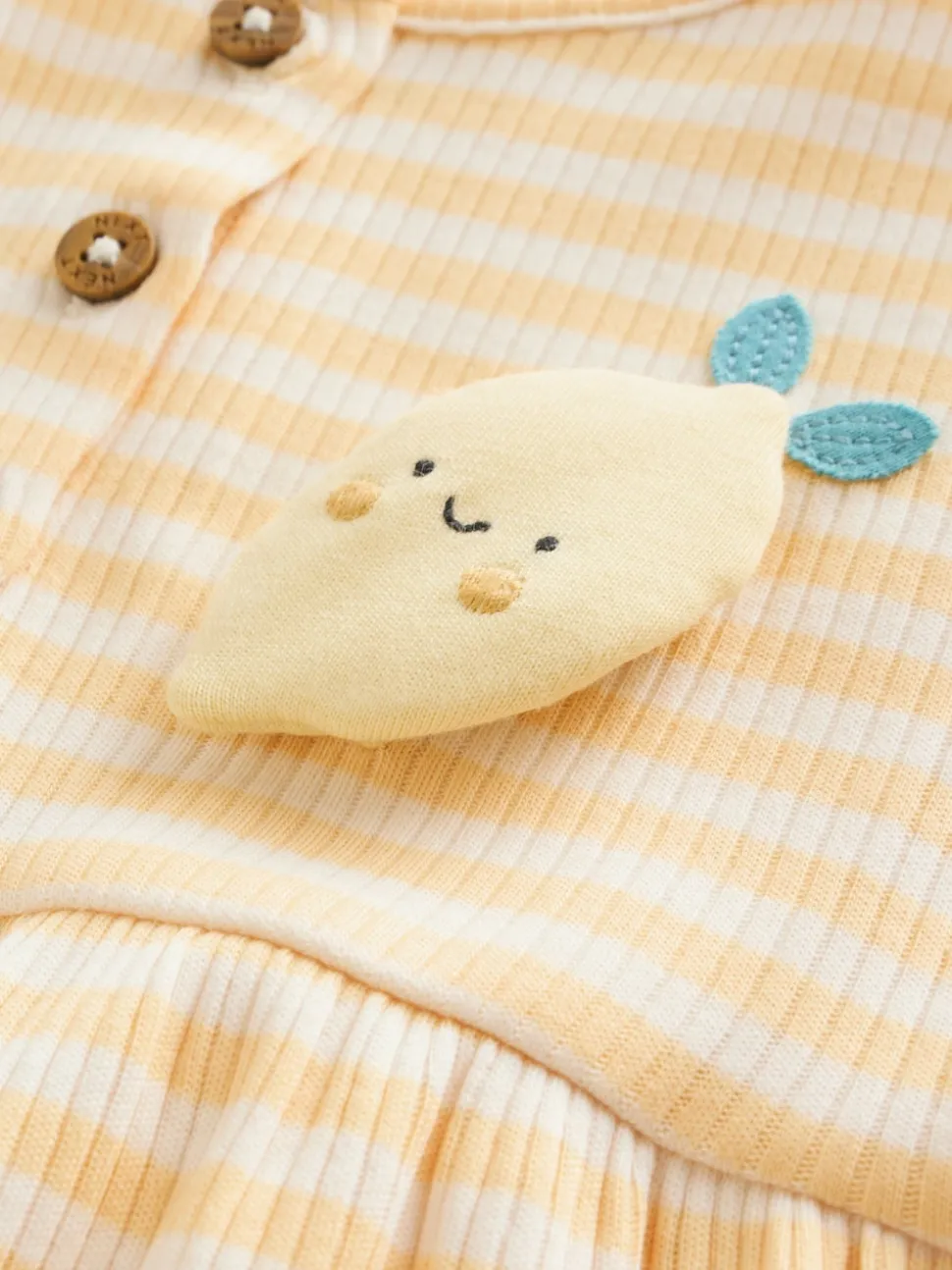 T-shirt bleu et citron imprimé à boutons - Lot de 3 barboteuses bébé en jersey