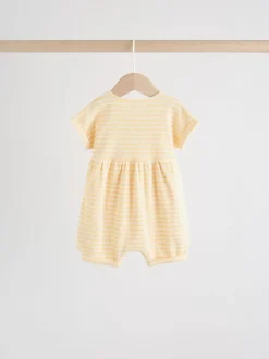 T-shirt bleu et citron imprimé à boutons - Lot de 3 barboteuses bébé en jersey