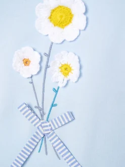 T-shirts Angel & Rocket Daisy Flower brodés à manches bouffantes