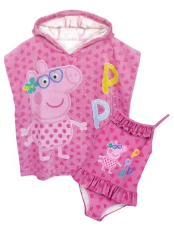 Vanilla Underground Girls Peppa Pig Swimsuit and Towel poncho set.