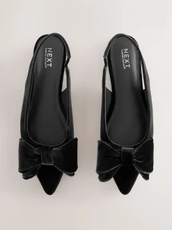 Velours noir - Chaussures plates Forever Comfort® à bout pointu et bride arrière à nœud