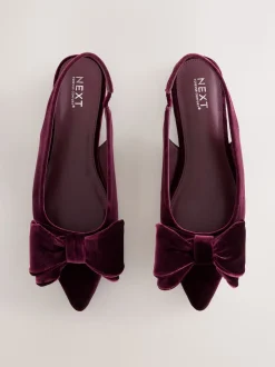 Velours rouge bordeaux - Chaussures plates Forever Comfort® à bout pointu et bride arrière à nœud