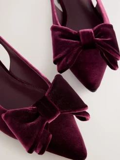 Velours rouge bordeaux - Chaussures plates Forever Comfort® à bout pointu et bride arrière à nœud