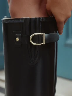 Vernies noires - Bottes de pluie hauteur genou doublées de fausse fourrure haut de gamme