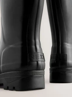 Vernies noires - Bottes de pluie hauteur genou doublées de fausse fourrure haut de gamme