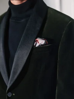 Vert - Ajustement régulier - Blazer Signature Pontoglio en velours italien avec revers châle