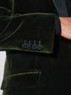 Vert - Ajustement régulier - Blazer Signature Pontoglio en velours italien avec revers châle