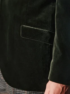 Vert - Ajustement régulier - Blazer Signature Pontoglio en velours italien avec revers châle