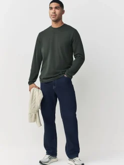 Vert - Ajustement régulier - T-shirt à manches longues de cou d'équipage