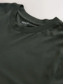 Vert - Ajustement régulier - T-shirt à manches longues de cou d'équipage