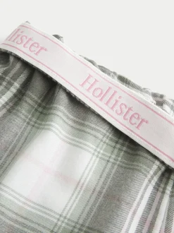 Vert - Bas de pyjama à carreaux en flanelle Hollister avec ceinture à logo