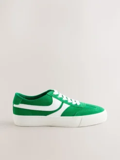 Vert - Baskets à lacets Forever Comfort® en daim à rayures latérales