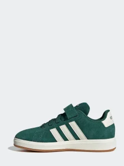 Vert - Baskets adidas Grand Court 00s en daim à lacets élastiques pour enfant