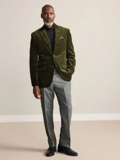 Vert - Blazer en velours côtelé italien Signature Duca Visconti coupe régulière