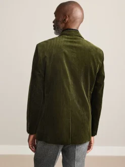 Vert - Blazer en velours côtelé italien Signature Duca Visconti coupe régulière