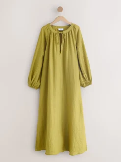 Vert - Caftan maxi à manches longues