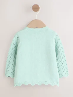 Vert - Cardigan en maille pointelle bébé (0mois-2ans) (0mois-2ans)