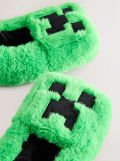 Vert - Chaussons Minecraft duveteux Creeper