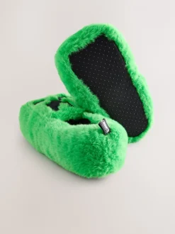 Vert - Chaussons Minecraft duveteux Creeper
