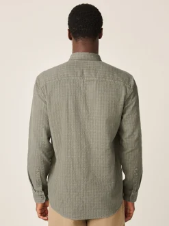 Vert - Chemise Coupe classique texturée à manches longues gaufrée