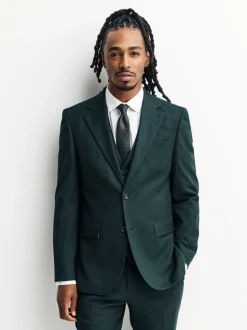 Vert - Coupe ajustée Flannel Costume Veste