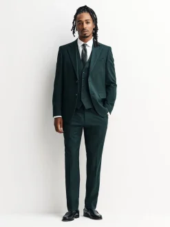 Vert - Coupe ajustée Flannel Costume Veste