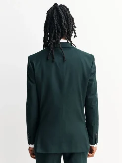 Vert - Coupe ajustée Flannel Costume Veste