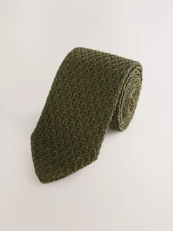Vert - Cravate Signature en soie texturée