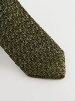 Vert - Cravate Signature en soie texturée