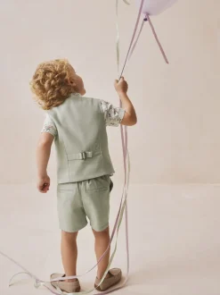 vert - Ensemble gilet, chemise, short et cravate (3mois9ans)