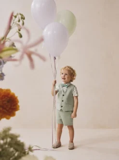 vert - Ensemble gilet, chemise, short et cravate (3mois9ans)