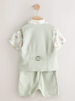 vert - Ensemble gilet, chemise, short et cravate (3mois9ans)