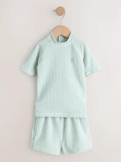 Vert - Ensemble rash texturé et Shorts de bain (3mois-7ans)