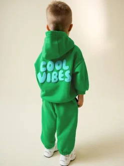 Vert - Ensemble sweat à capuche et jogging imprimé Cool Vibes (3mois7ans)
