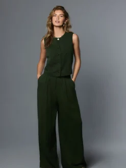 Vert - Gilet boutonné sur le devant