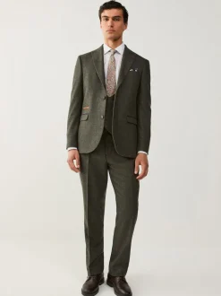 Vert - Gilet de costume à carreaux Nova Fides italien en laine Blend à carreaux